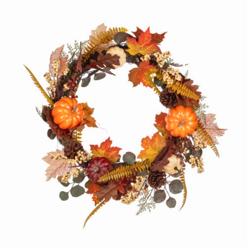 Yapay Karışık Meyveli Balkabağı Çelengi (61 CM)