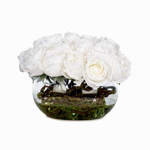 Jelli Islak Dokulu Açmış Beyaz Gül Aranjman (18 CM)