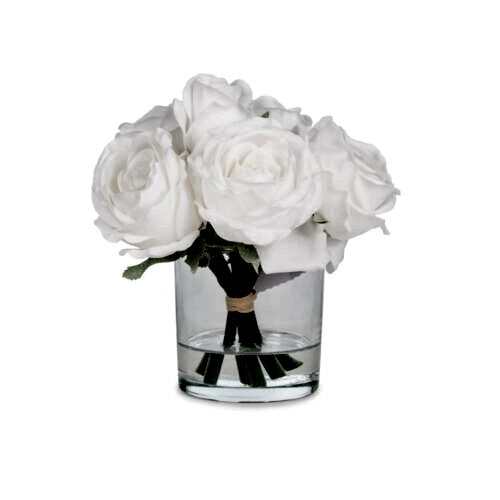 Jelli Islak Dokulu Beyaz Gül Aranjman (18 CM)