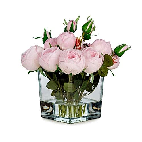 Jelli Islak Dokulu Pembe Top Gül Aranjman (20 CM)