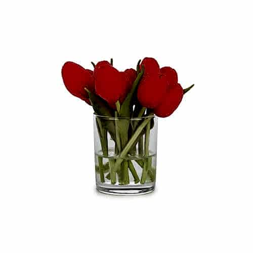 Mini Jelli Islak Dokulu Kırmızı Lale Aranjman (14 CM)