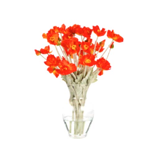 Jelli Cam Vazoda Orange Gelincik Aranjman (40 CM)