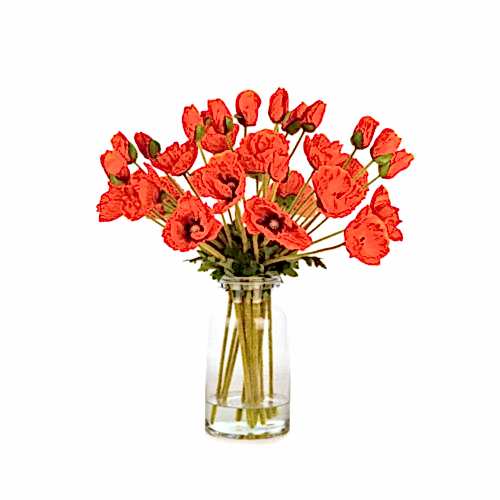 Jelli Cam Vazoda Orange Gelincik Aranjman (50 CM)