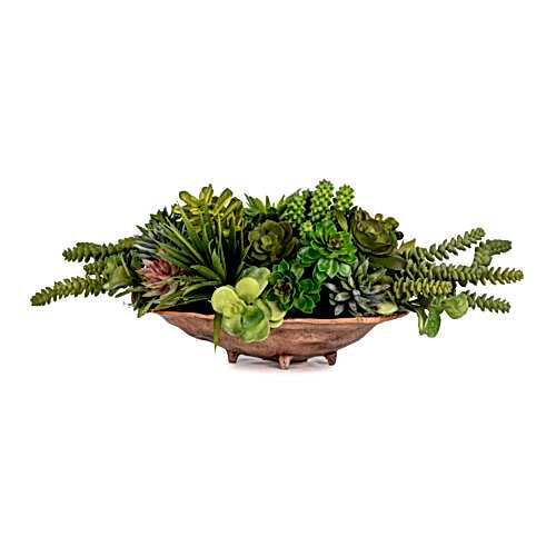 Metal Tabakta Karışık Sukkulent Aranjman (16 CM)