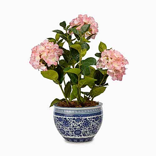 Bleu Blanc Islak Dokulu Bahçe Ortanca Aranjman (65 CM)