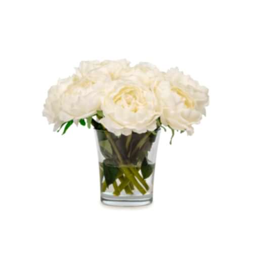 Jelli Cam Vazoda Islak Dokulu Krem Şakayık Aranjman (25 CM)