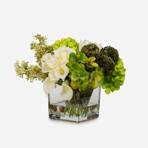 Jelli Cam Vazoda Islak Dokulu Karışık Aranjman (25 CM)