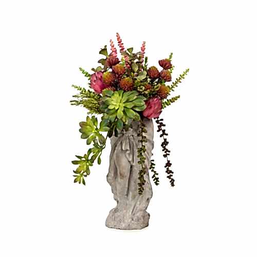 Vintage Büst Sukkulent Karışık Aranjman (48 CM)