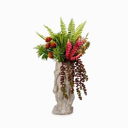 Vintage Büst Sukkulent Karışık Aranjman (48 CM)