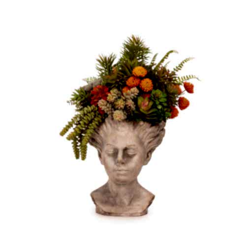 Vintage Büst Sukkulent Karışık Aranjman (46 CM)