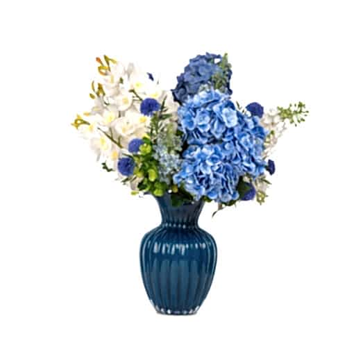 Cam Vazo Karışık Ortanca Aranjman (60 CM)