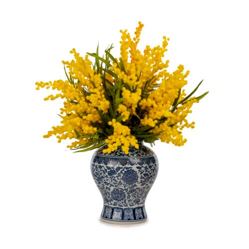 Bleu Blanc Vazo Mimoza Aranjman (60 CM)