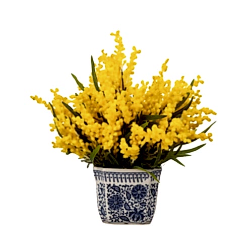 Bleu Blanc Vazo Mimoza Aranjman (40 CM)