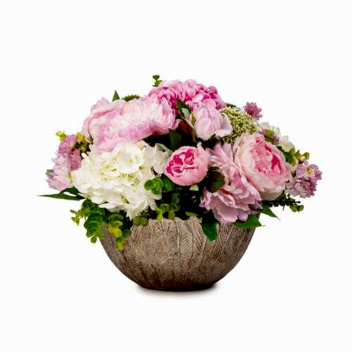 Metal Vazo Ortanca Şakayık Karışık Aranjman (30 CM)