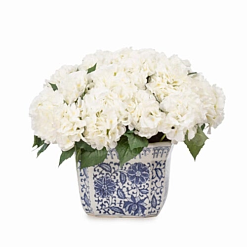 Bleu Blanc Vazo Ortanca Aranjman (30 CM)