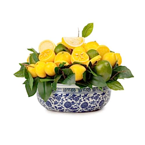 Bleu Blanc Vazo Limon Aranjman (20 CM)
