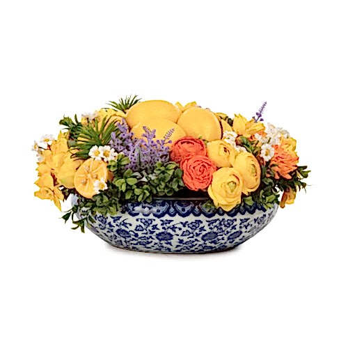 Bleu Blanc Vazo Karışık Limon Aranjman (16 CM)