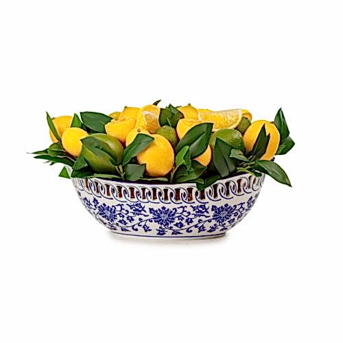 Bleu Blanc Vazo Limon Aranjman (20 CM)