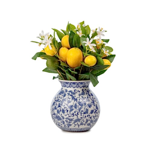 Bleu Blanc Vazo Limon Aranjman (40 CM)
