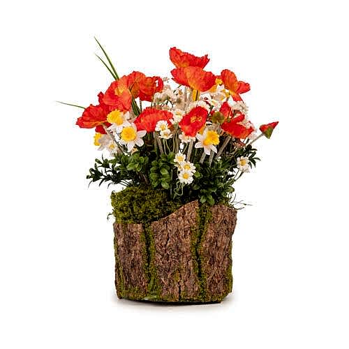 Natural Kütükte Gelincik Aranjman (35 CM)