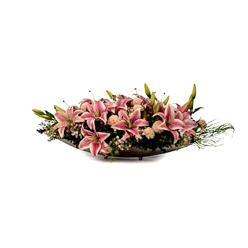 Metal Gondol Saksı Pembe Lilyum Aranjman (60 CM)