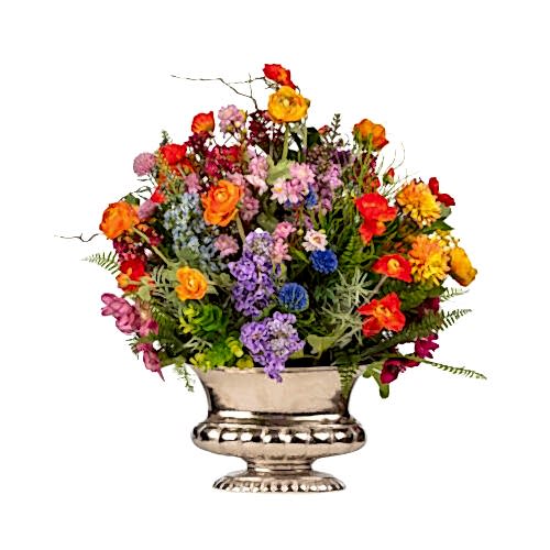 Metal Ayaklı Vazoda Gelincik Karışık Aranjman (65 CM)