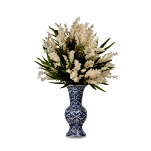 Bleu Blanc Vazo Mimoza Aranjman (72 CM)