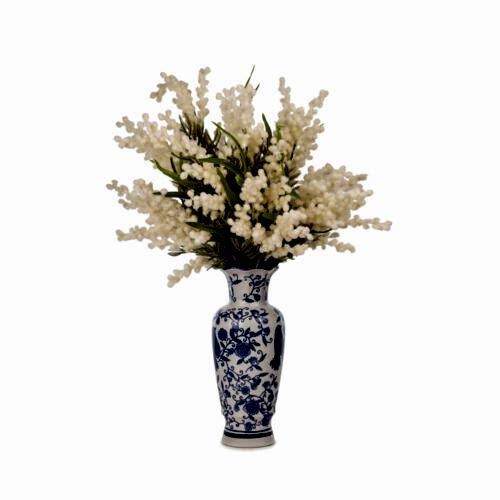 Bleu Blanc Vazo Mimoza Aranjman (58 CM)