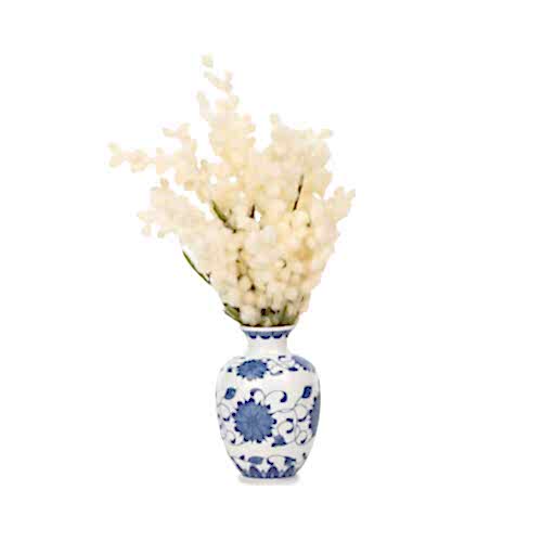 Bleu Blanc Vazo Mimoza Aranjman (32 CM)