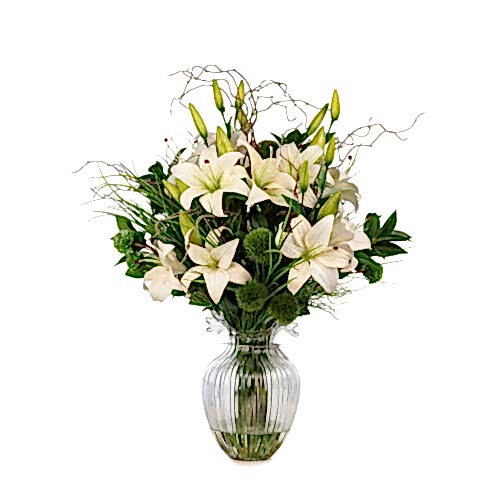Jelli Cam Vazoda Islak Dokulu Lilyum Aranjman (70 CM)