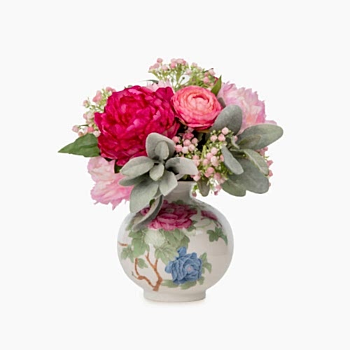 Bleu Blanc Vazoda Islak Dokulu Şakayık Aranjman (32 CM)