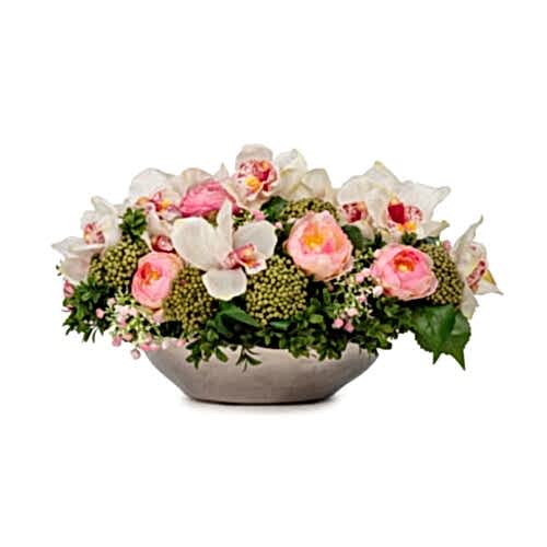 Metal Vazo Eren Güllü Karışık Aranjman (45 CM)