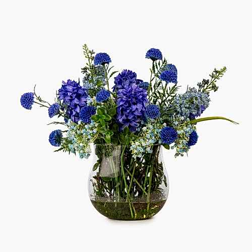 Jelli Cam Çanta Karışık Sümbül Aranjman (40 CM)