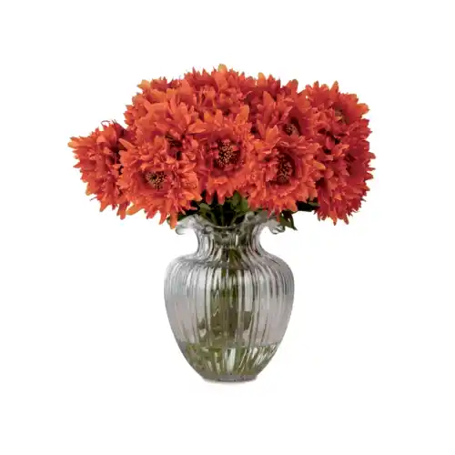 Cam Vazoda Islak Dokulu Jelli Turuncu Papatya Aranjman (30 CM)