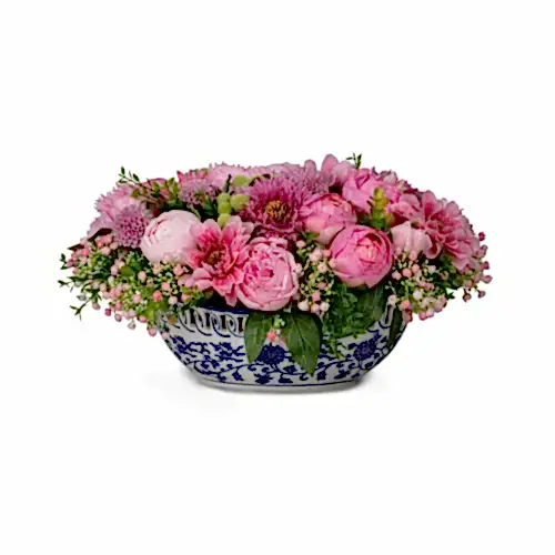 Bleu Blanc Vazoda Islak Dokulu Karışık Eren Gül Aranjman (48 CM)