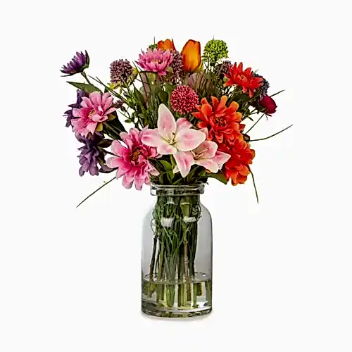 Cam Vazoda Islak Dokulu Jelli Karışık Aranjman (45 CM)