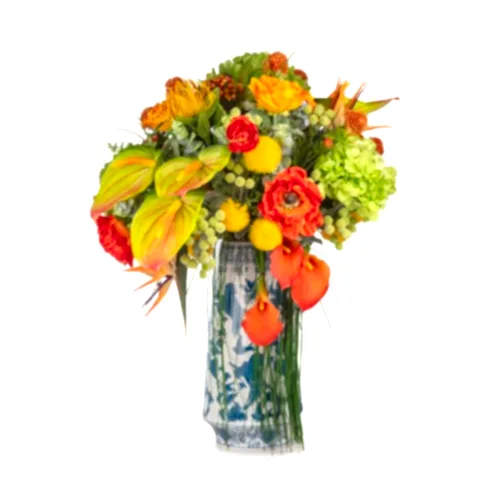 Bleu Blanc Vazoda Antoryum Starliçe Karışık Aranjman (75 CM)